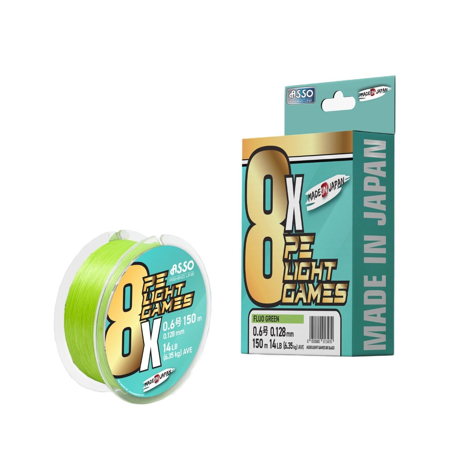 ASSO 8x LIGHT GAMES 3.0PE 150M FLUO GREEN