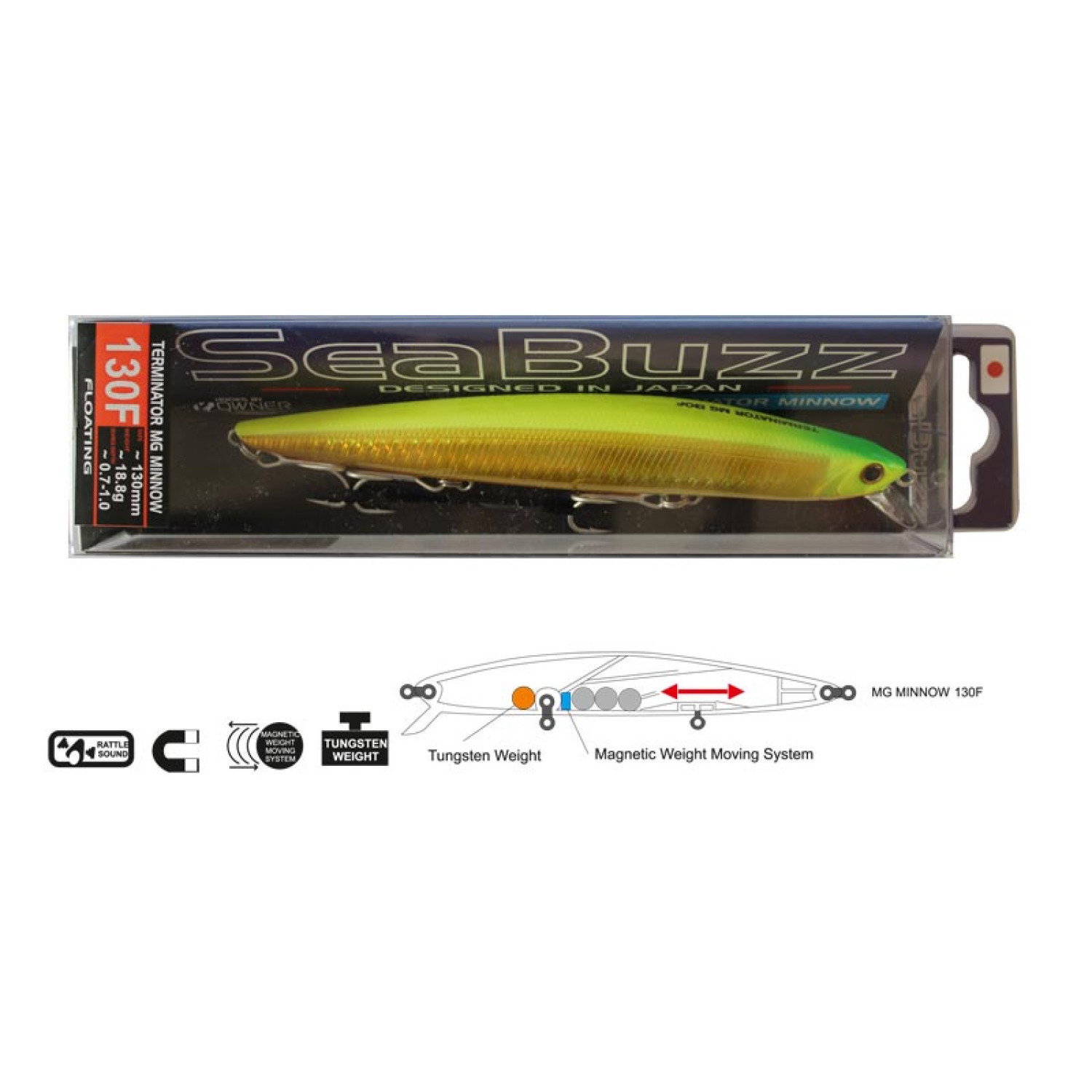 Воблер Sea Buzz Terminator MG Minnow 130F 936195