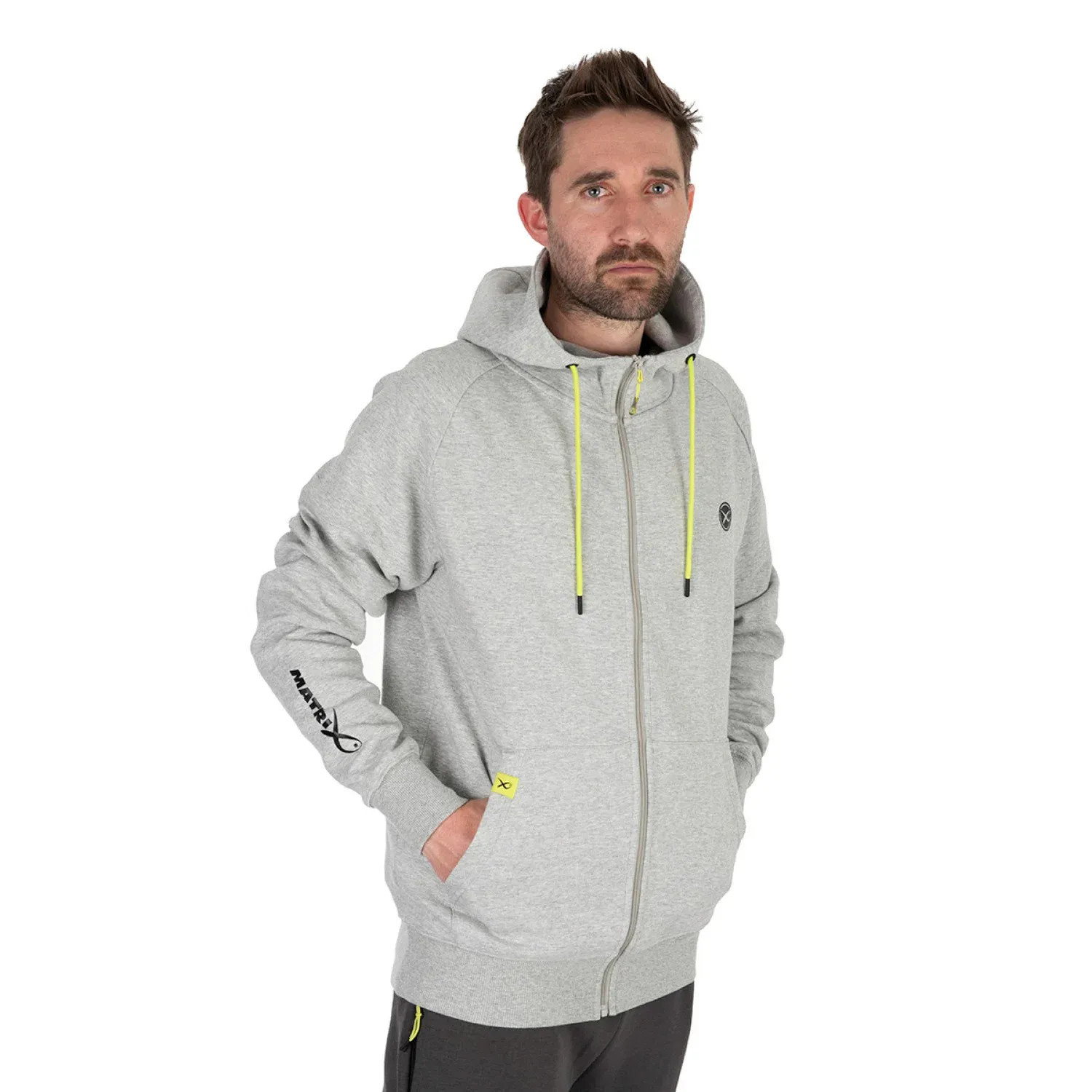 Суичър Matrix Black Edition Full Zip Hoody - Marl Grey / Lime GPR294
