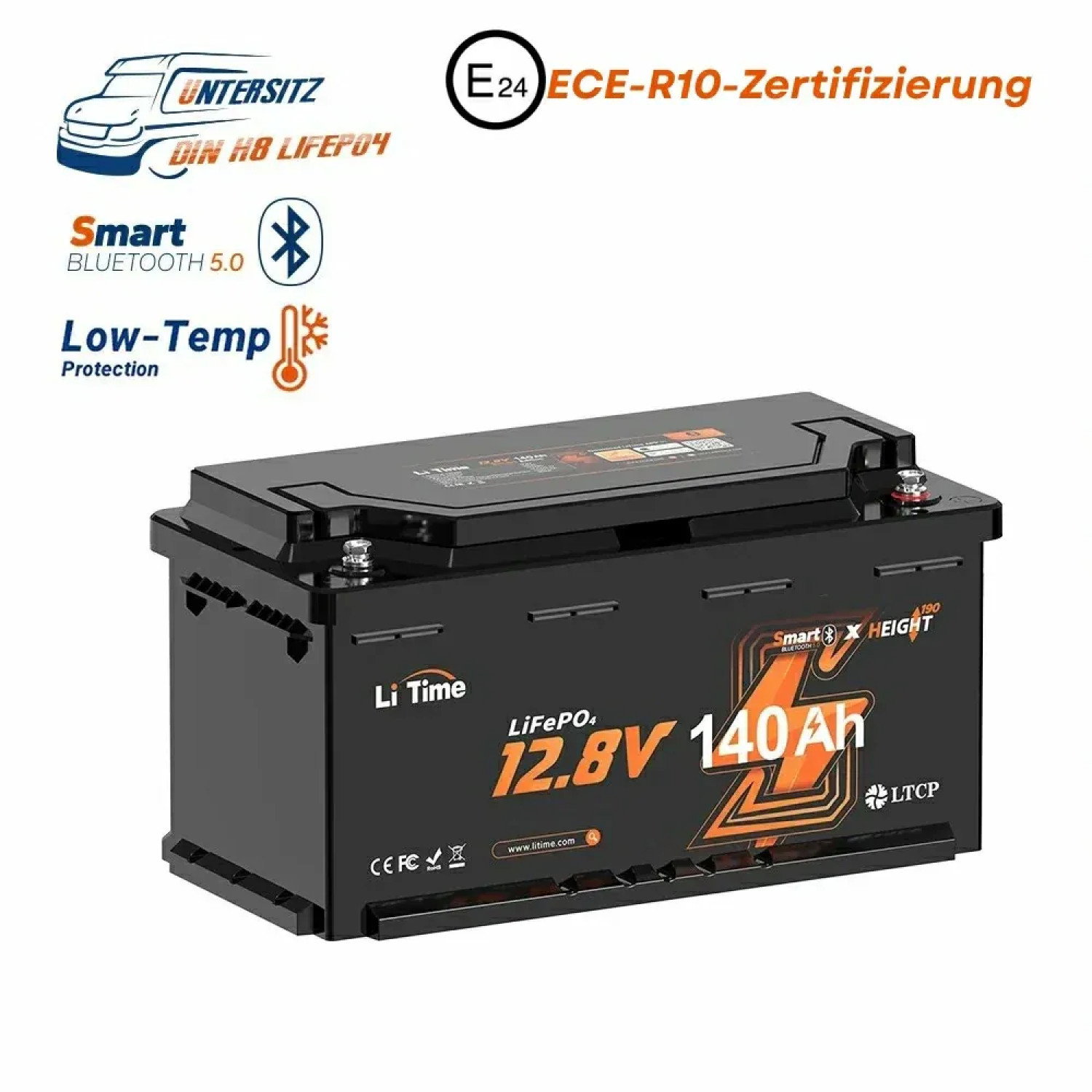 12V LiFePO4 140Ah Deep Cycle литиева батерия с Bluetooth