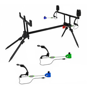 Комплект шаранска стойка със сигнализатори Fish-Xpro Luxe Rodpod-Set Complete 2-Rods RAVAV8240