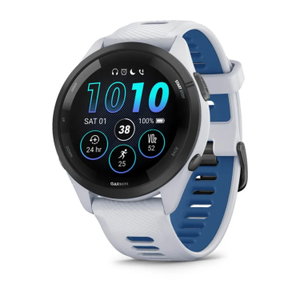 Forerunner® 265 - Black безел с Whitestone корпус и Whitestone/Tidal Blue силиконова каишка