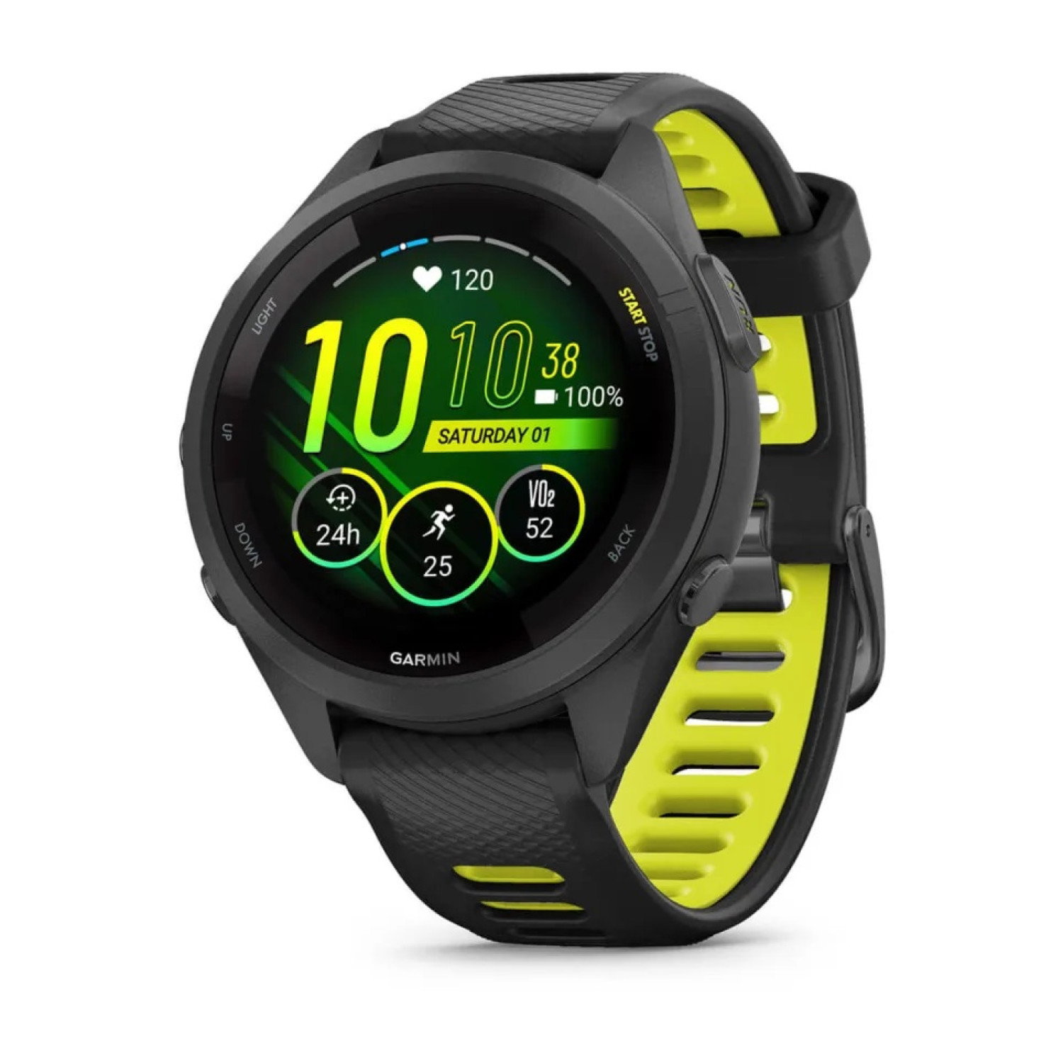 Forerunner® 265S - Black безел и корпус с Black/Amp Yellow силиконова каишка