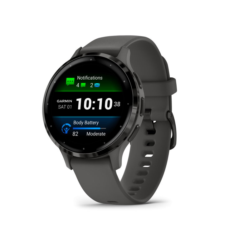 Venu® 3S - Slate безел с Pebble Gray корпус и силиконова каишка