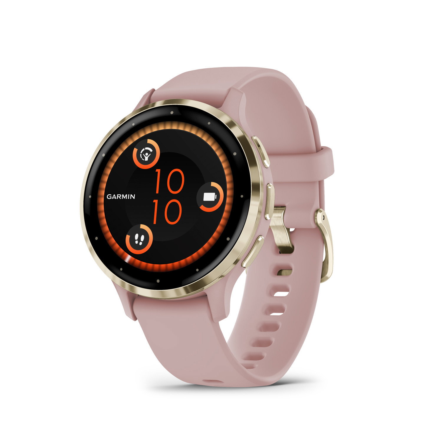 Venu® 3S - Soft Gold безел с Dust Rose корпус и силиконова каишка