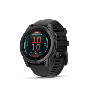FĒNIX® E - fēnix E – 47 mm, AMOLED - Slate Gray Steel с Black силиконова каишка