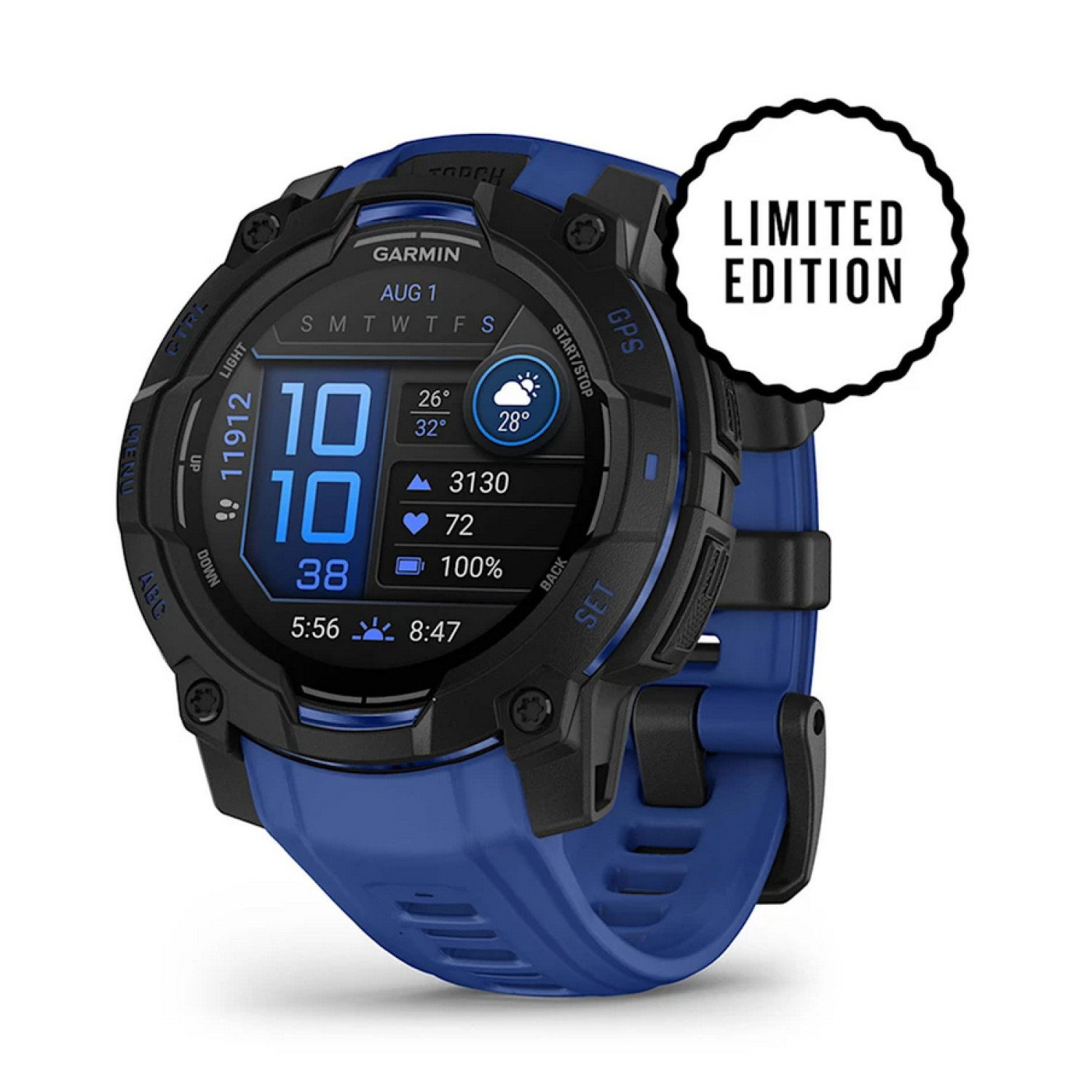 Instinct® 3 – 45 мм, AMOLED - Instinct® 3 – 45 мм, AMOLED - Black с Bolt Blue/Black каишка