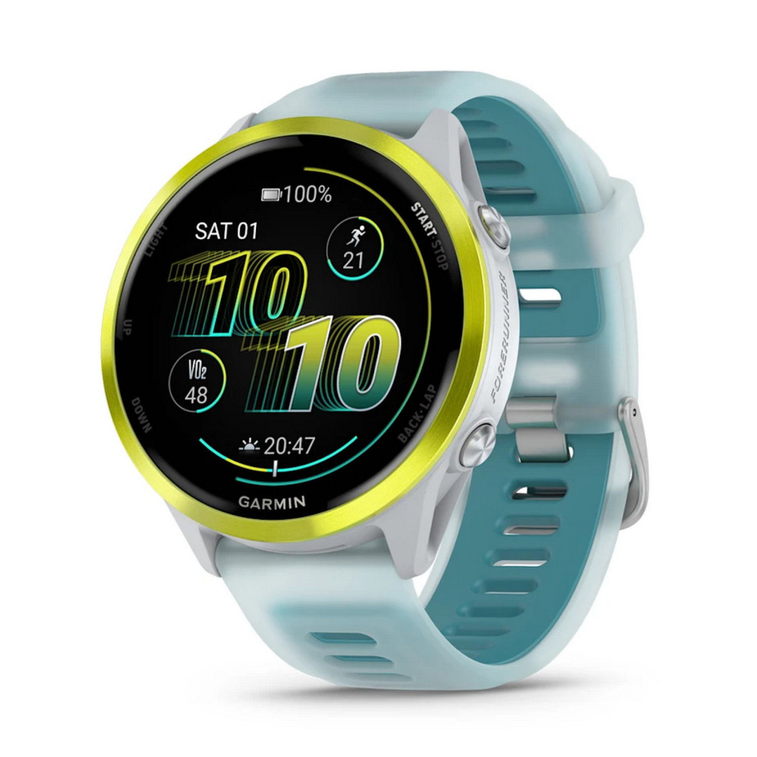 Forerunner® 570 - 47мм - Forerunner® 570 - 47мм - Amp Yellow Aluminium с Translucent Whitestone/Turquoise каишка