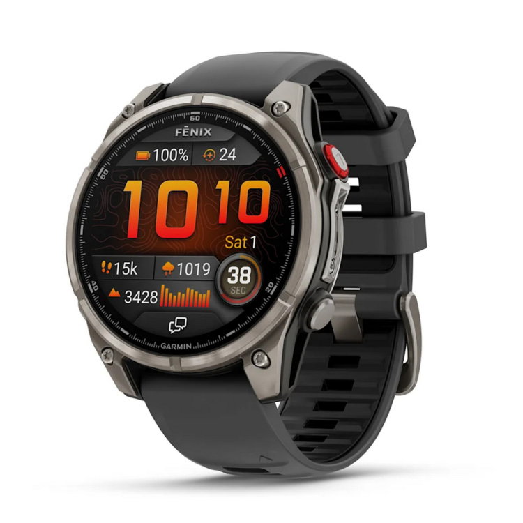 fēnix® 8 Pro – 47 мм, AMOLED - fēnix® 8 Pro – 47 mm, AMOLED, Sapphire - Titanium с Graphite/black силиконова каишка