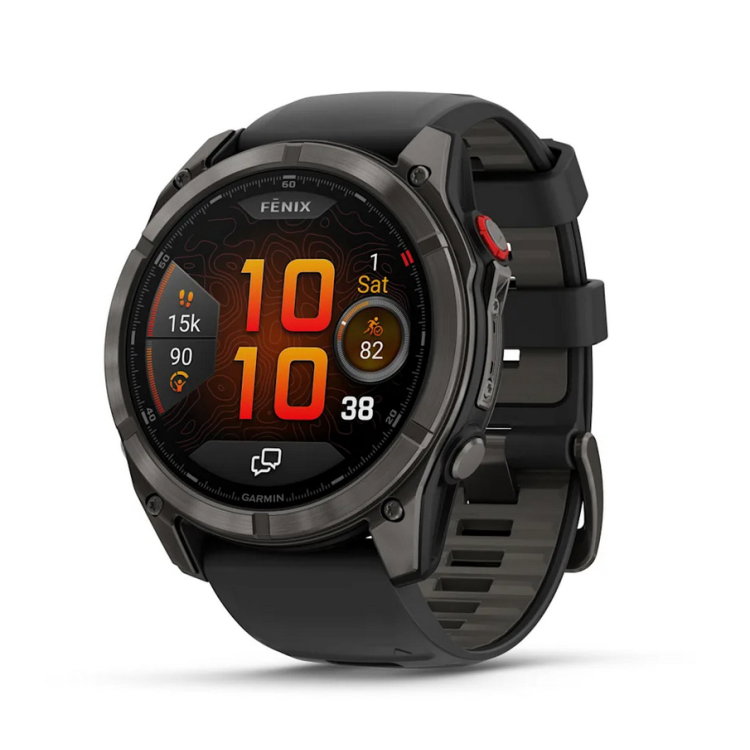 fēnix® 8 Pro – 51 мм, AMOLED - fēnix® 8 Pro – 51 мм, AMOLED, Sapphire - Carbon grey DLC titanium с Black/pebble grey силиконова каишка