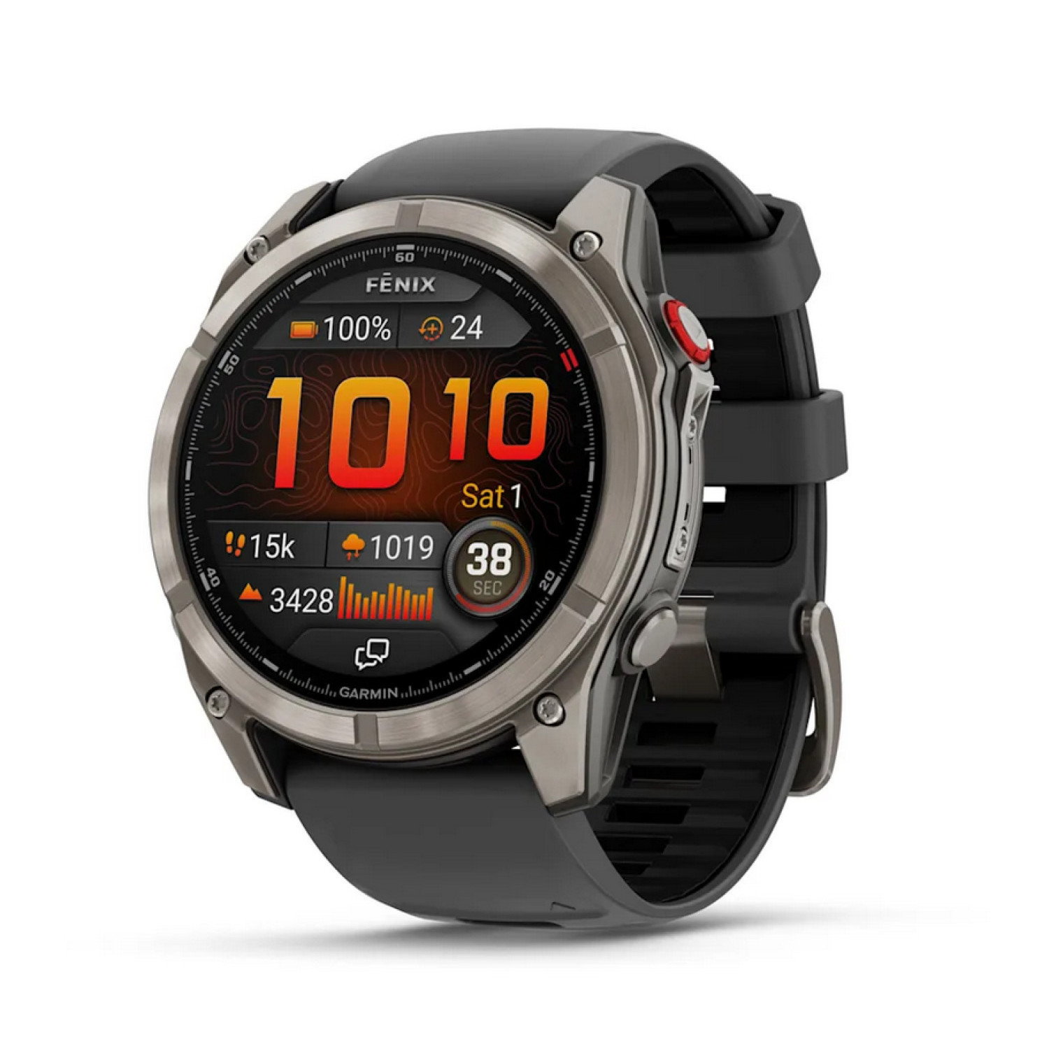 fēnix® 8 Pro – 51 мм, AMOLED - fēnix® 8 Pro – 51 мм, AMOLED, Sapphire - Titanium с Graphite/black силиконова каишка