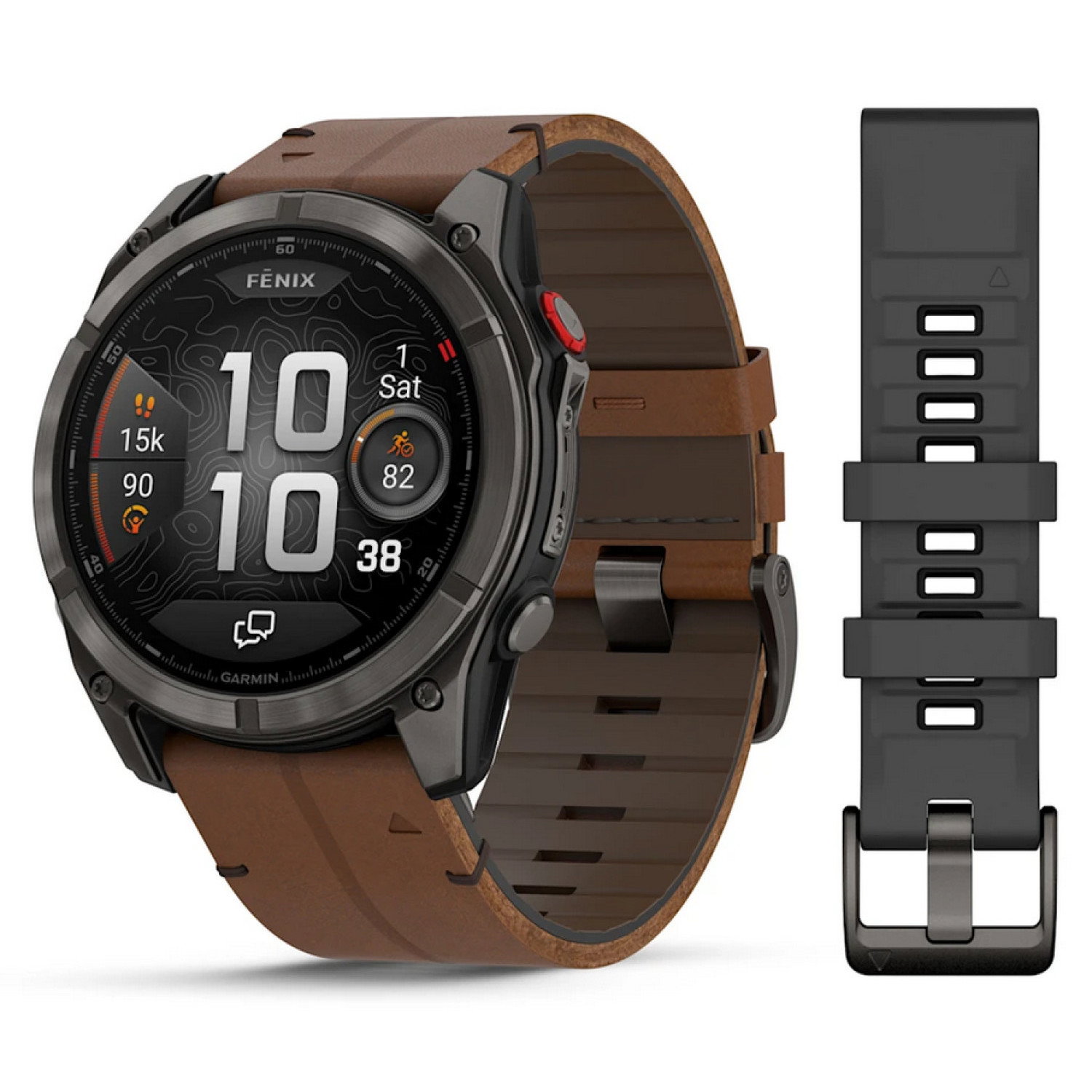 fēnix® 8 Pro – 51 мм, AMOLED - fēnix® 8 Pro – 51 мм, AMOLED, Sapphire - Carbon grey DLC titanium с Chestnut кожена каишка