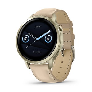 Venu® 4 - 41 мм - Venu® 4 - 41 мм, Lunar Gold с Light Sand кожена каишка